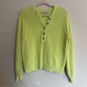 LOFT Lime Sweater with Button Detail